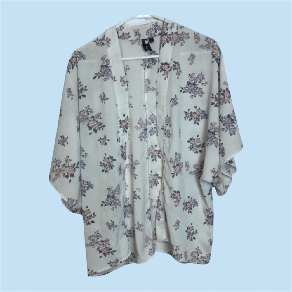 Floral Kimono Top Lightweight Sheer Small